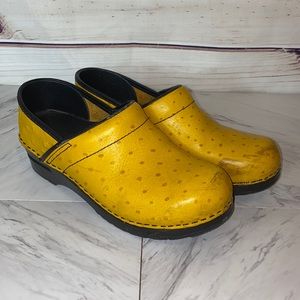 Dansko Yellow Quill Leather Professional Clogs 38